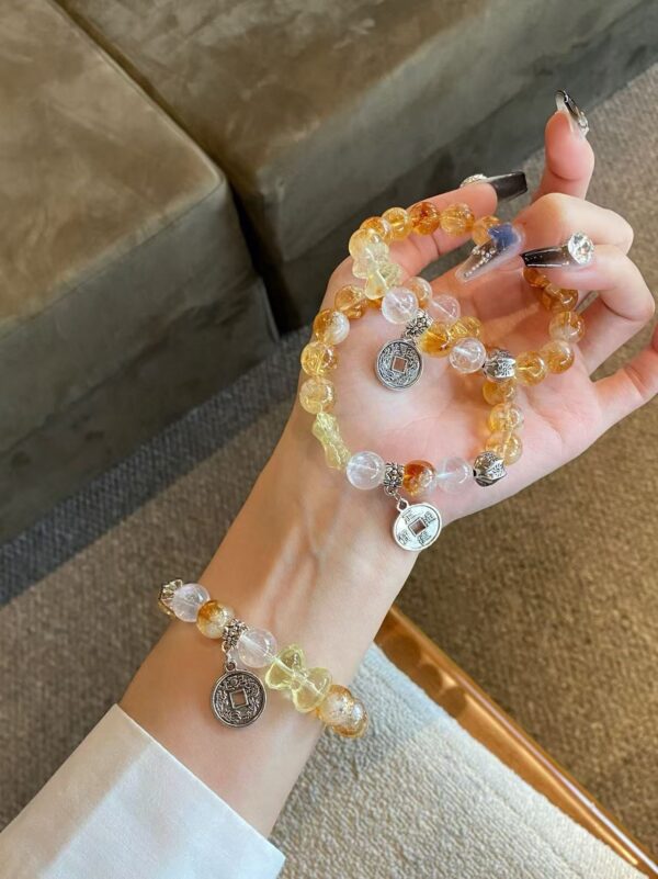 Honey Milk Cap & Lemon Crystal Bowknot White Phantom Bracelet - Image 2