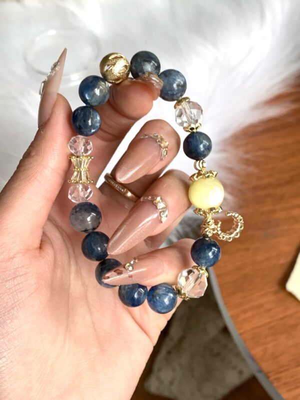 Blue Kyanite · Golden Phlogopite · Faceted Clear Quartz Bracelet - Image 10