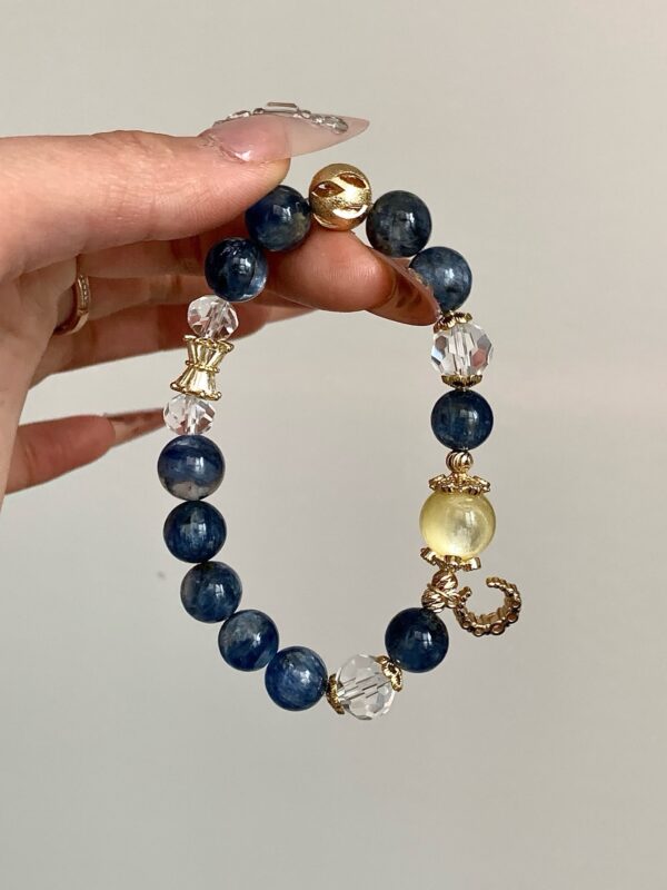 Blue Kyanite · Golden Phlogopite · Faceted Clear Quartz Bracelet - Image 8