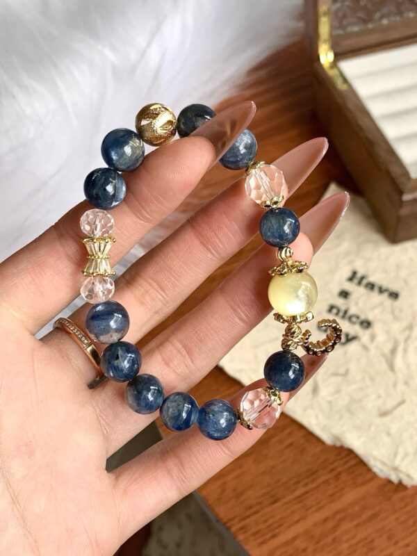 Blue Kyanite · Golden Phlogopite · Faceted Clear Quartz Bracelet - Image 7