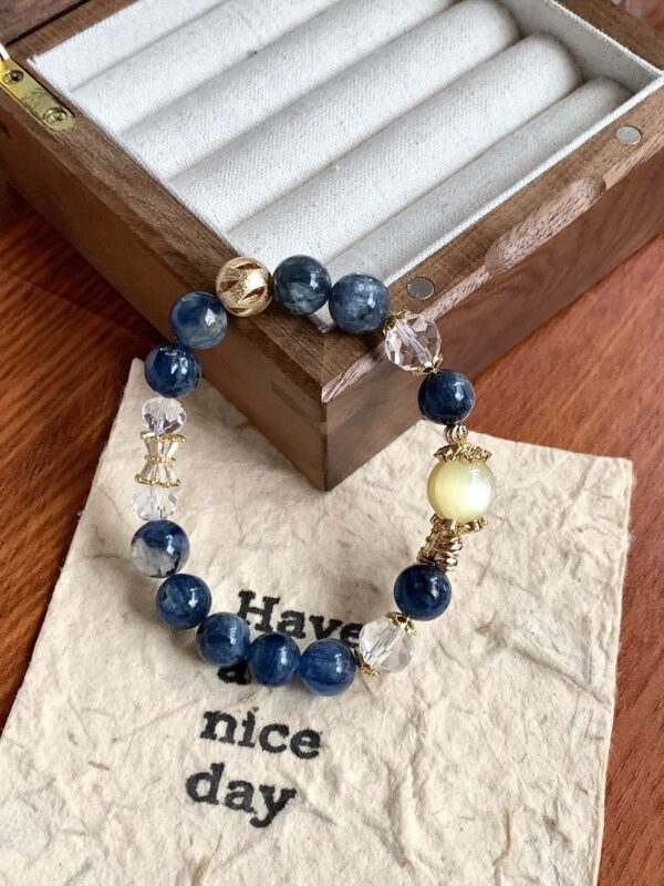 Blue Kyanite · Golden Phlogopite · Faceted Clear Quartz Bracelet - Image 4