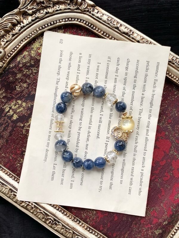 Blue Kyanite · Golden Phlogopite · Faceted Clear Quartz Bracelet - Image 3