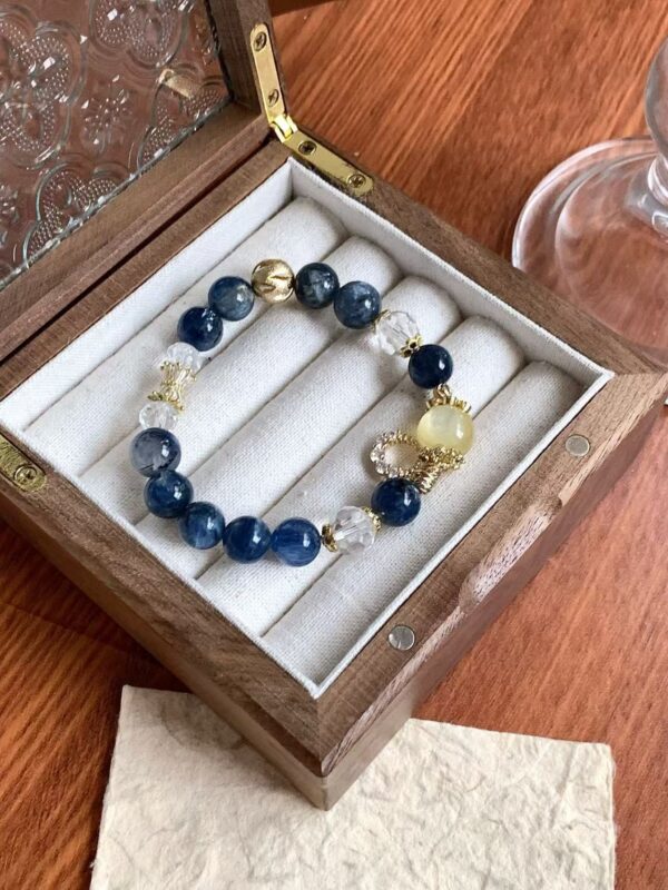 Blue Kyanite · Golden Phlogopite · Faceted Clear Quartz Bracelet - Image 2